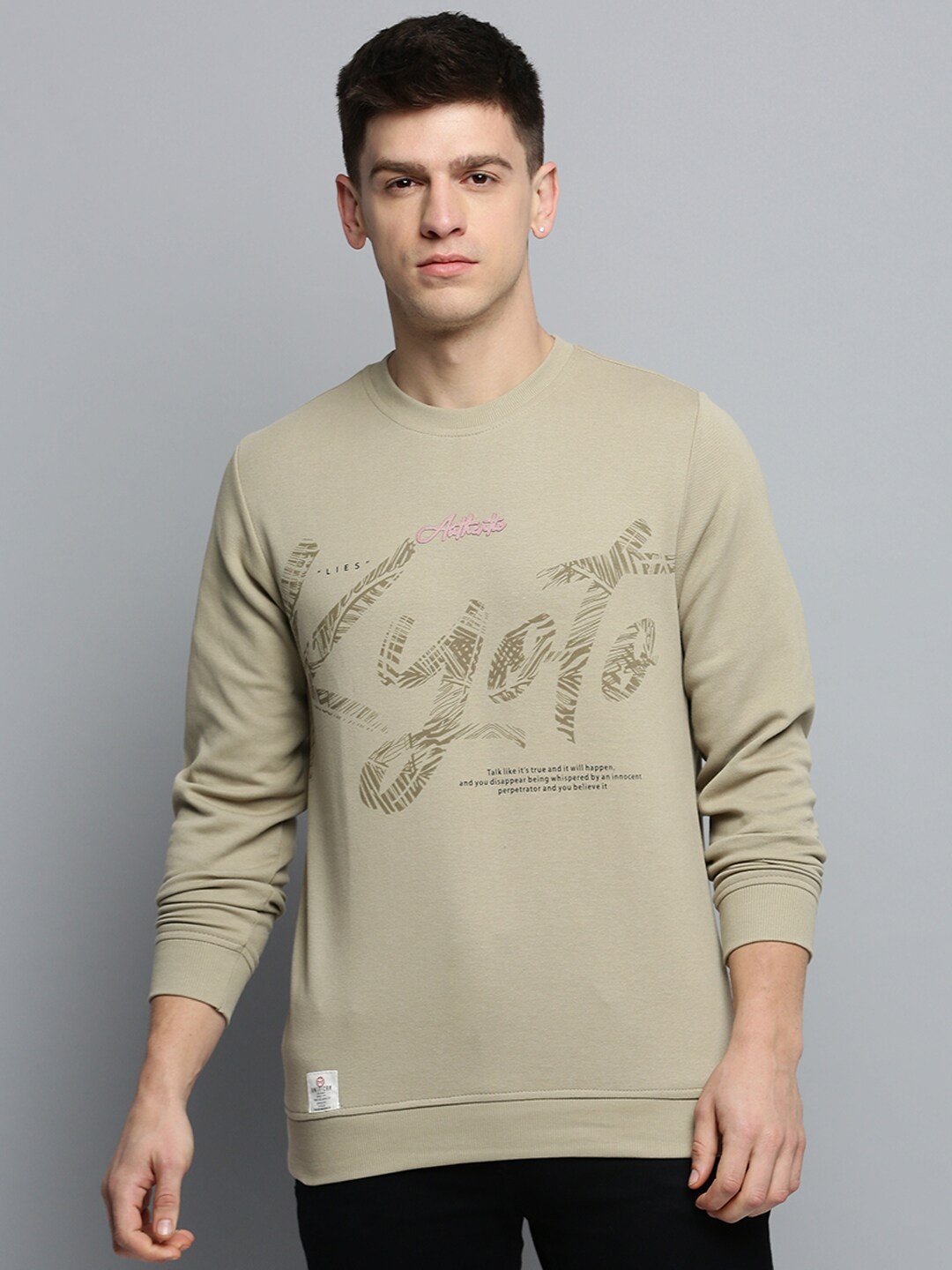 

SHOWOFF Typography Printed Cotton Sweatshirt, Beige