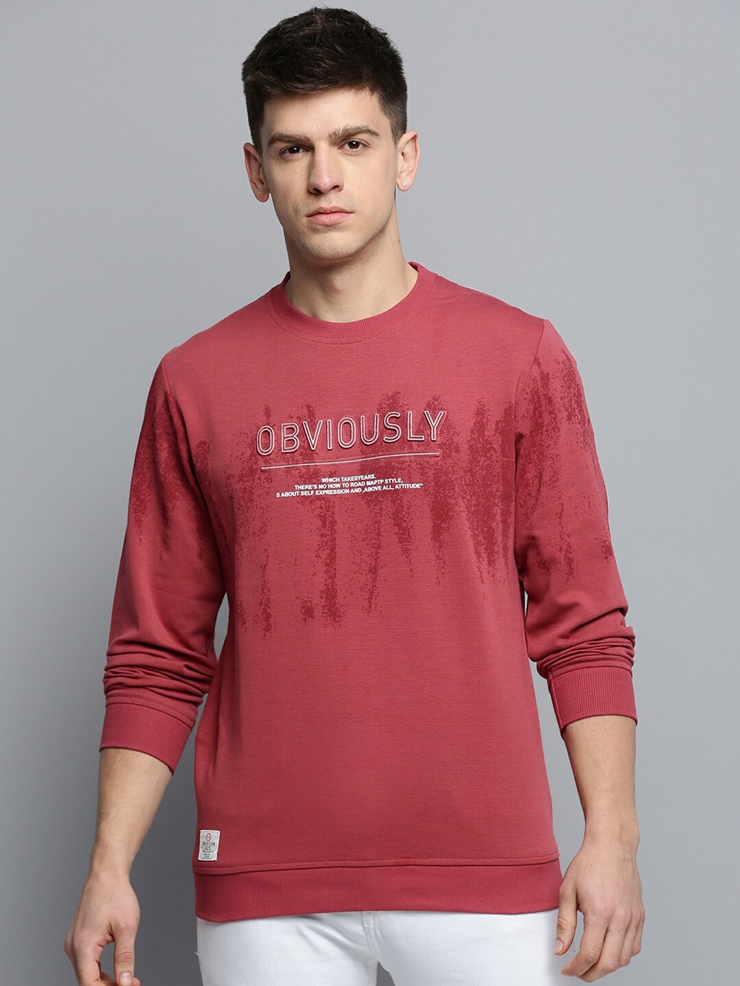

SHOWOFF Typography Printed Pullover Sweatshirt, Rose