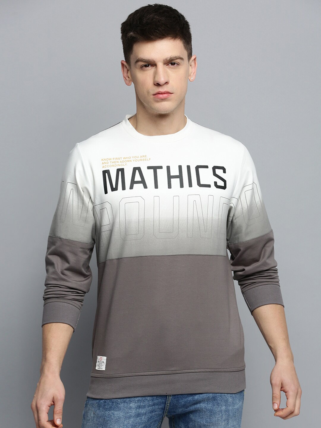 

SHOWOFF Typography Printed Cotton Sweatshirt, Grey