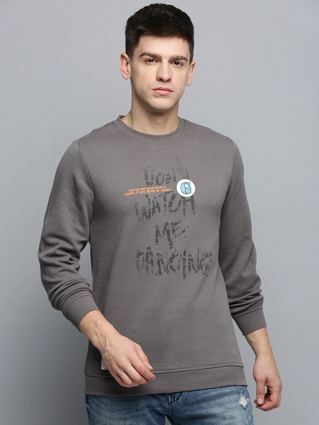 

SHOWOFF Typography Printed Pullover Sweatshirt, Grey