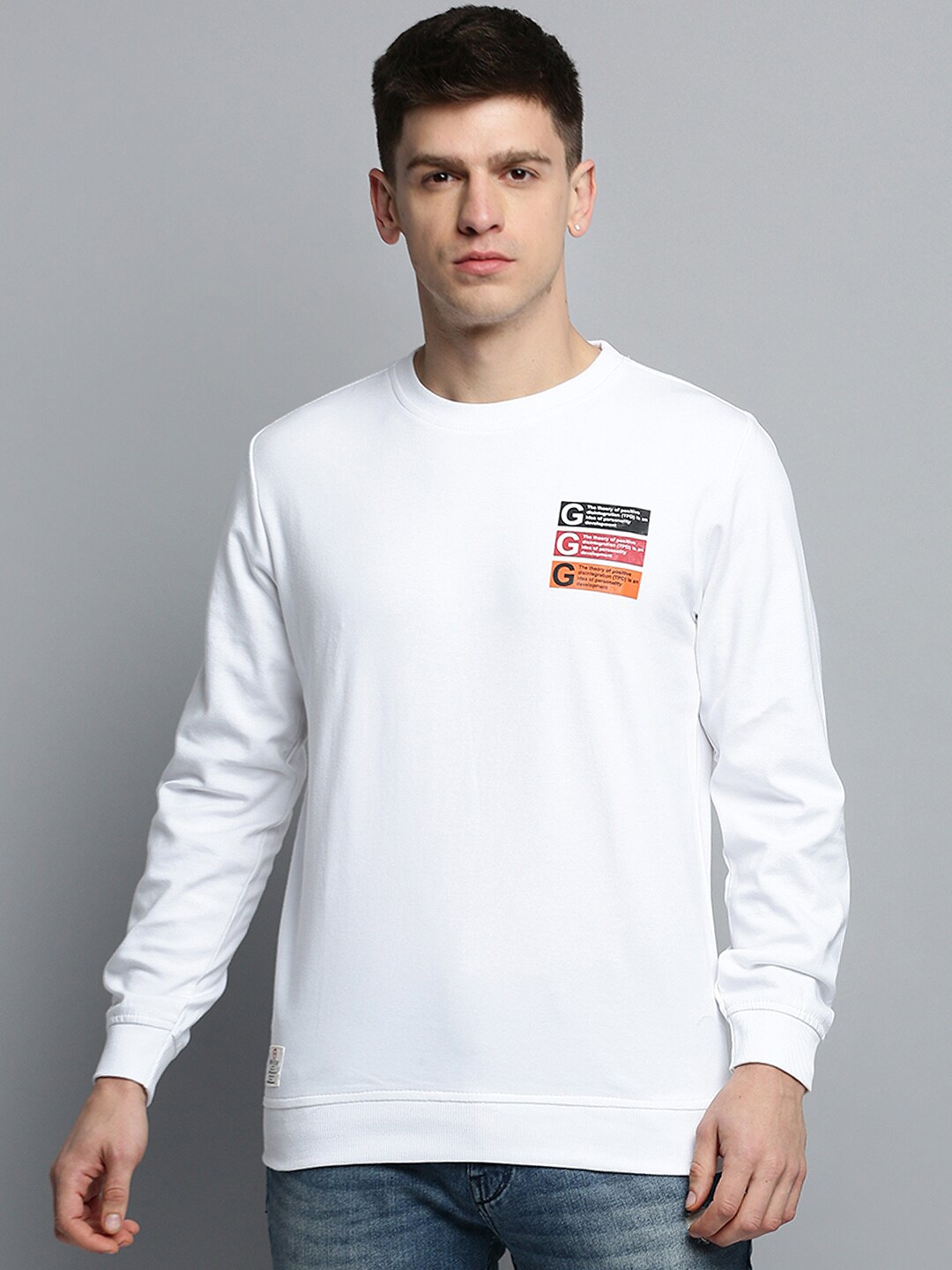 

SHOWOFF Typography Printed Pullover Sweatshirt, White