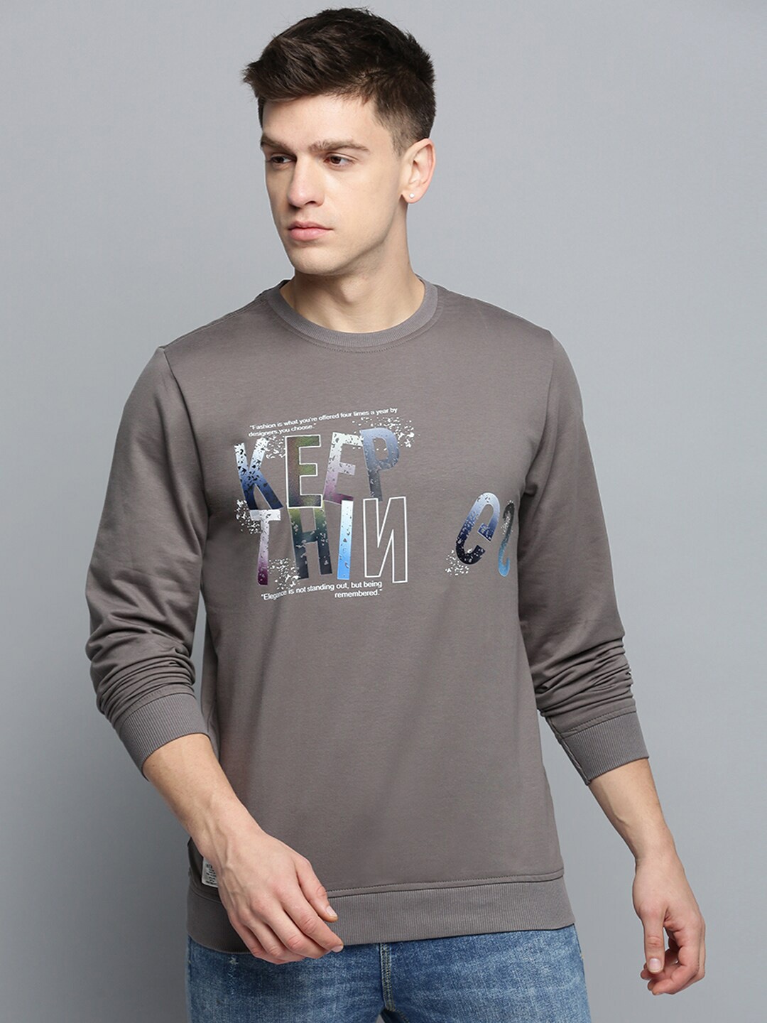 

SHOWOFF Typography Printed Sweatshirt, Grey