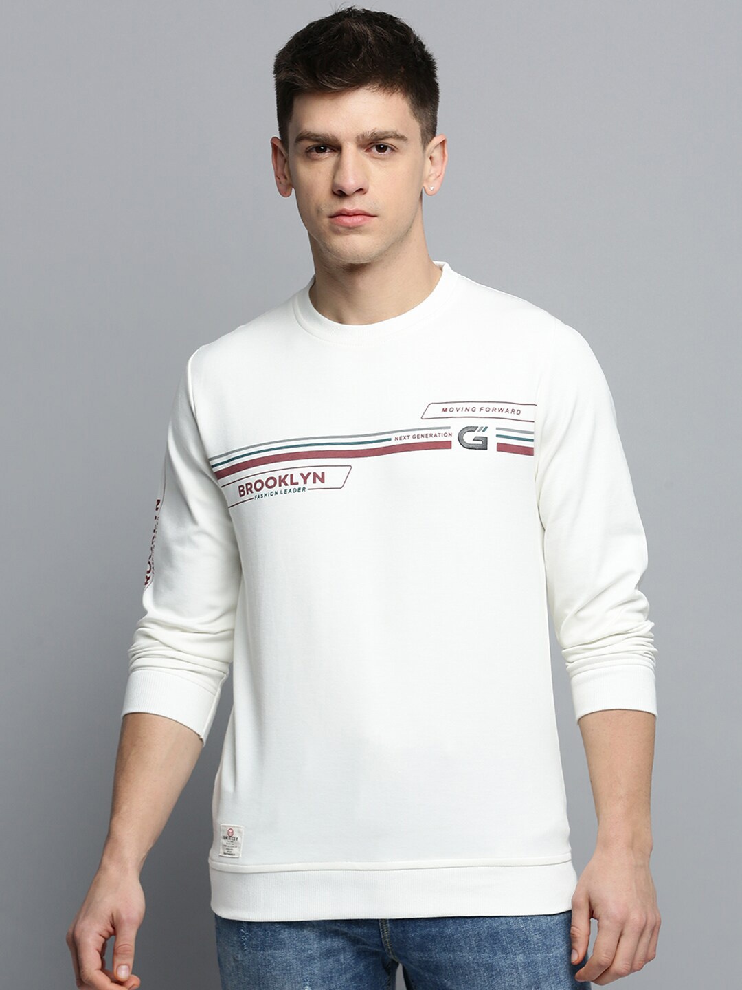 

SHOWOFF Printed Round Neck Sweatshirt, White