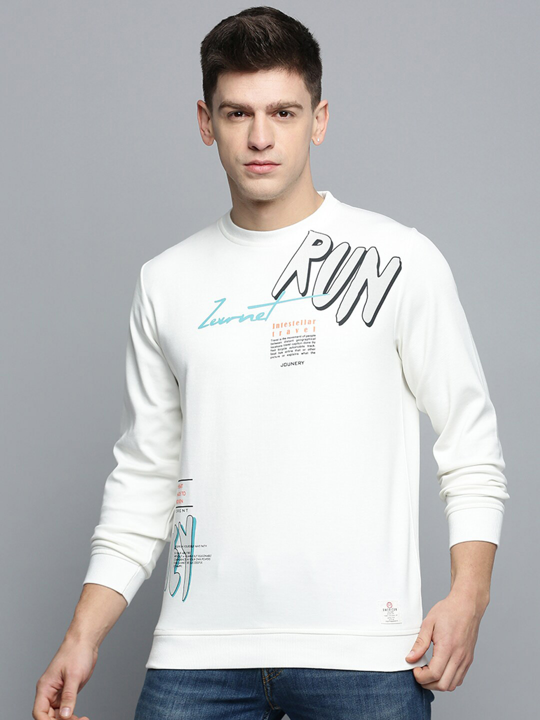 

SHOWOFF Typography Printed Cotton Sweatshirt, White