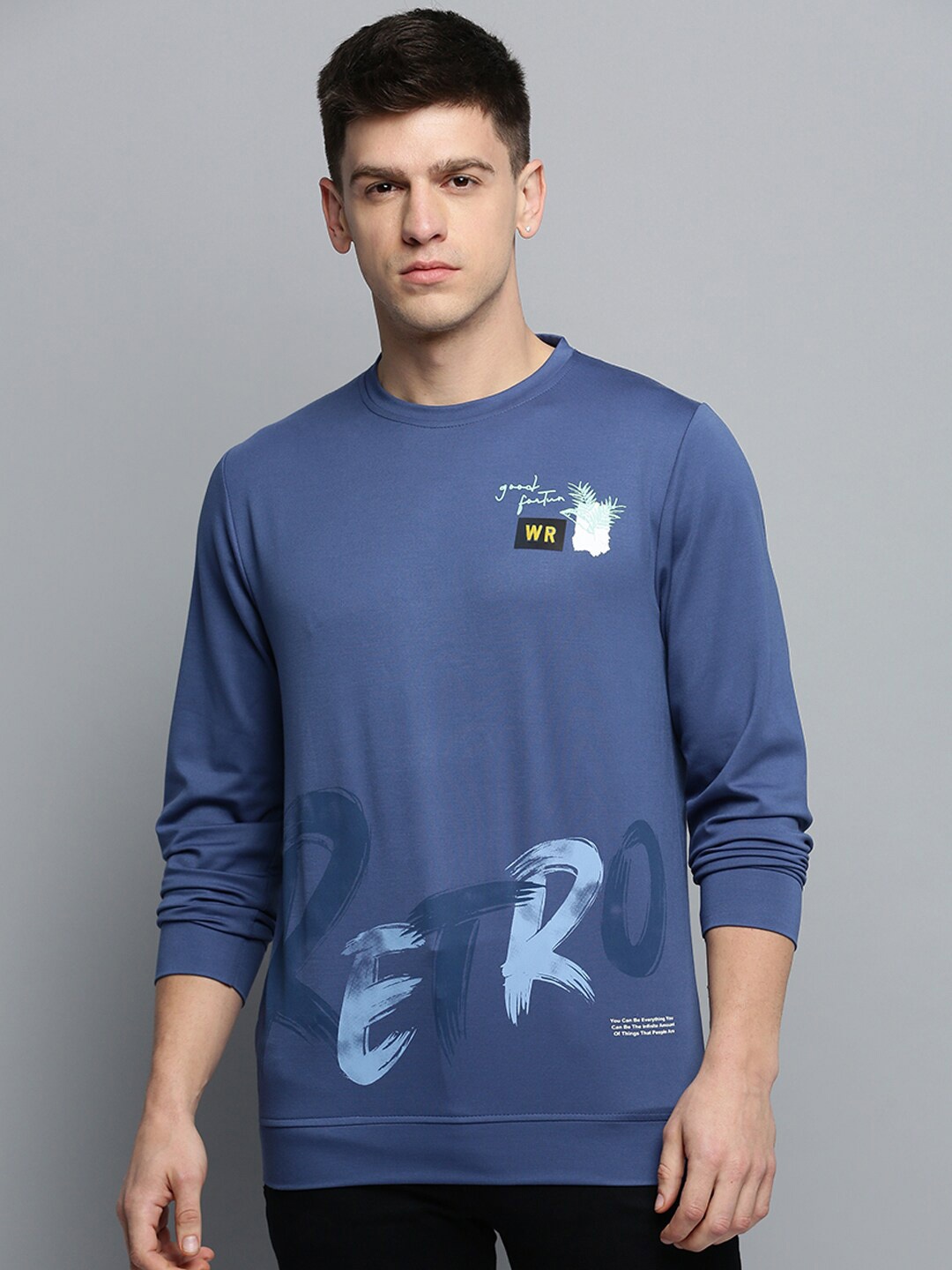 

SHOWOFF Printed Round Neck Sweatshirt, Blue