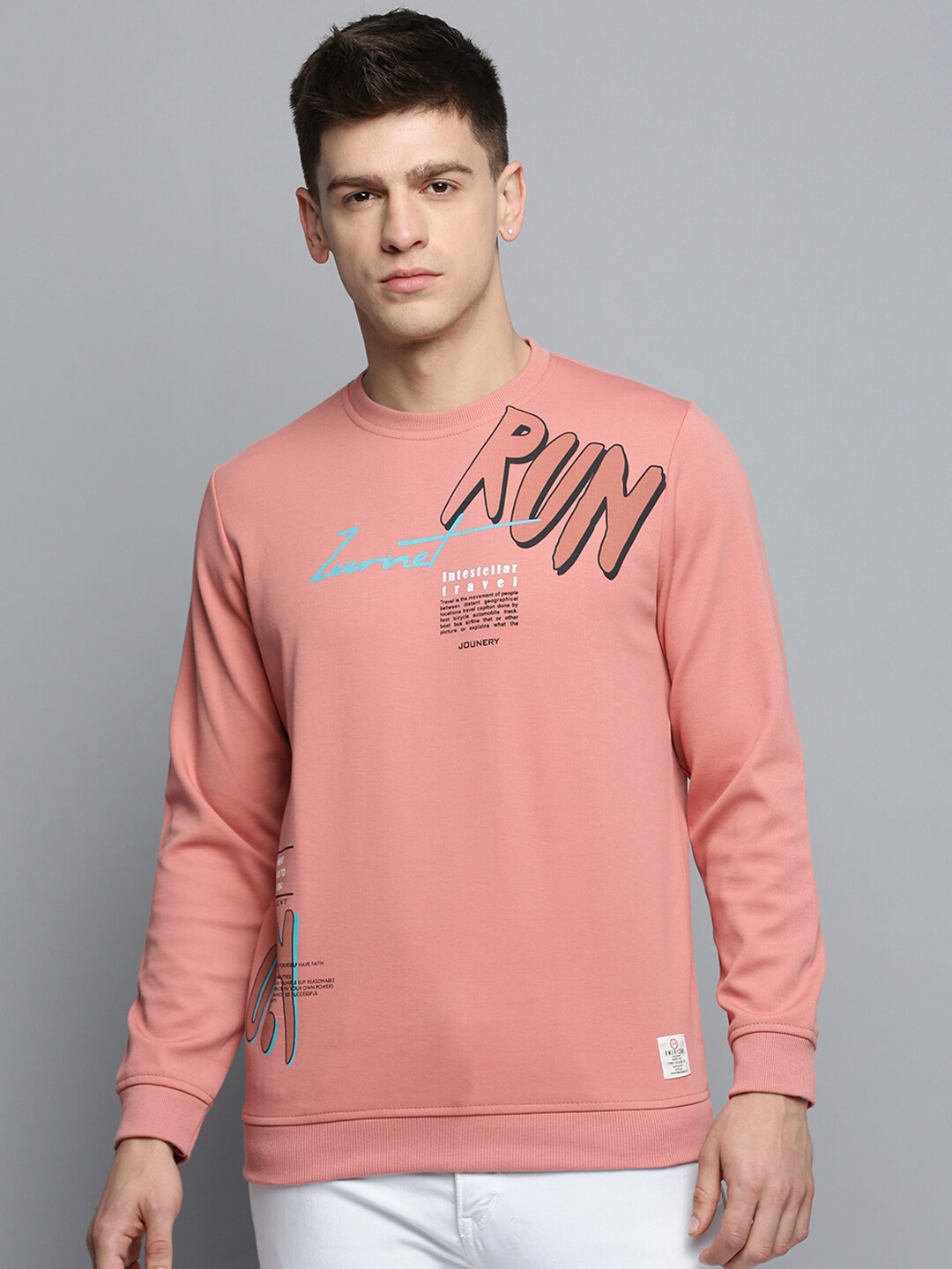 

SHOWOFF Typography Printed Cotton Sweatshirt, Coral
