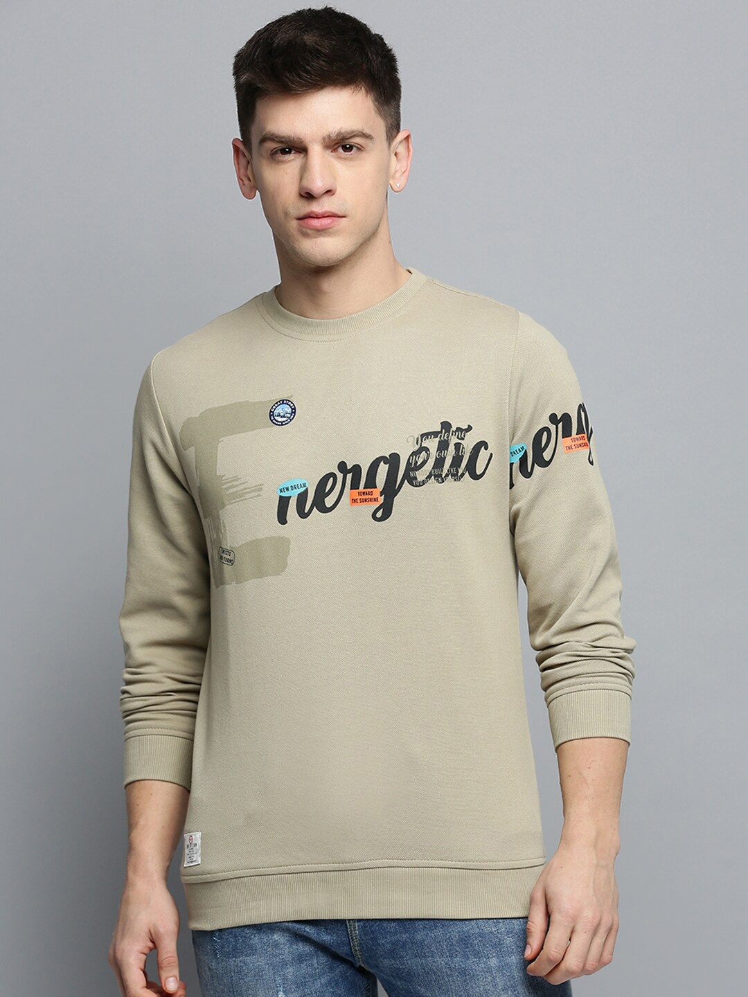 

SHOWOFF Typography Printed Cotton Sweatshirt, Beige