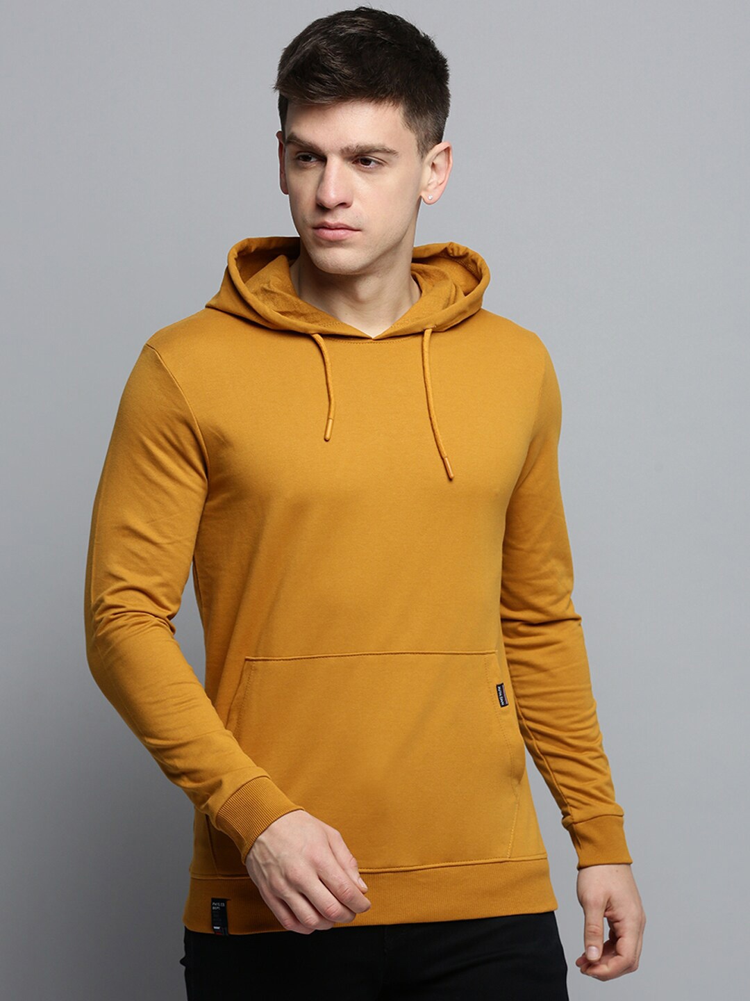 

SHOWOFF Hooded Pullover Cotton Sweatshirt, Mustard
