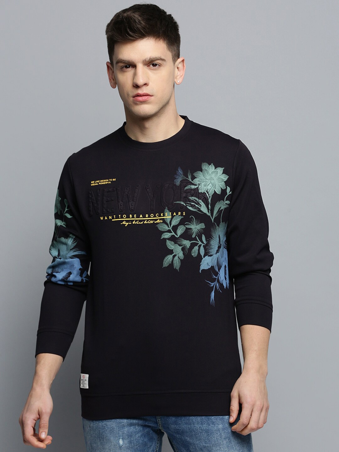

SHOWOFF Floral Printed Pullover Sweatshirt, Black