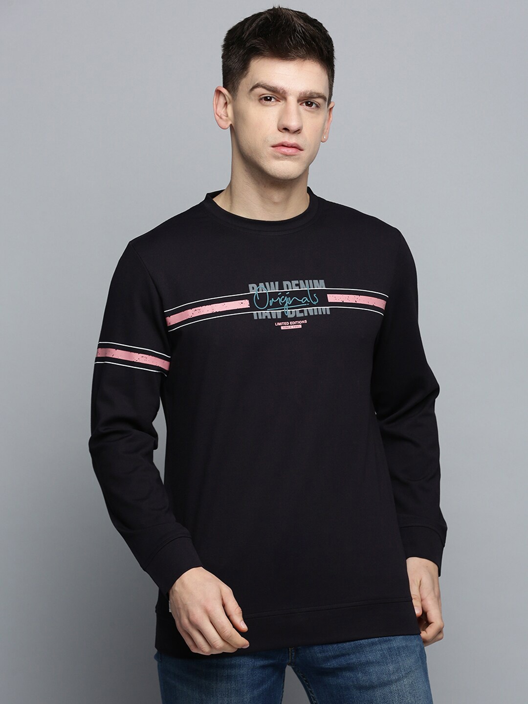 

SHOWOFF Typography Printed Cotton Sweatshirt, Black