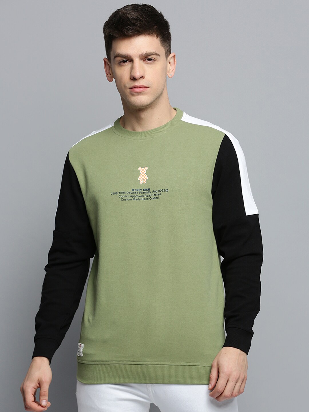

SHOWOFF Typography Printed Pullover Cotton Sweatshirt, Olive