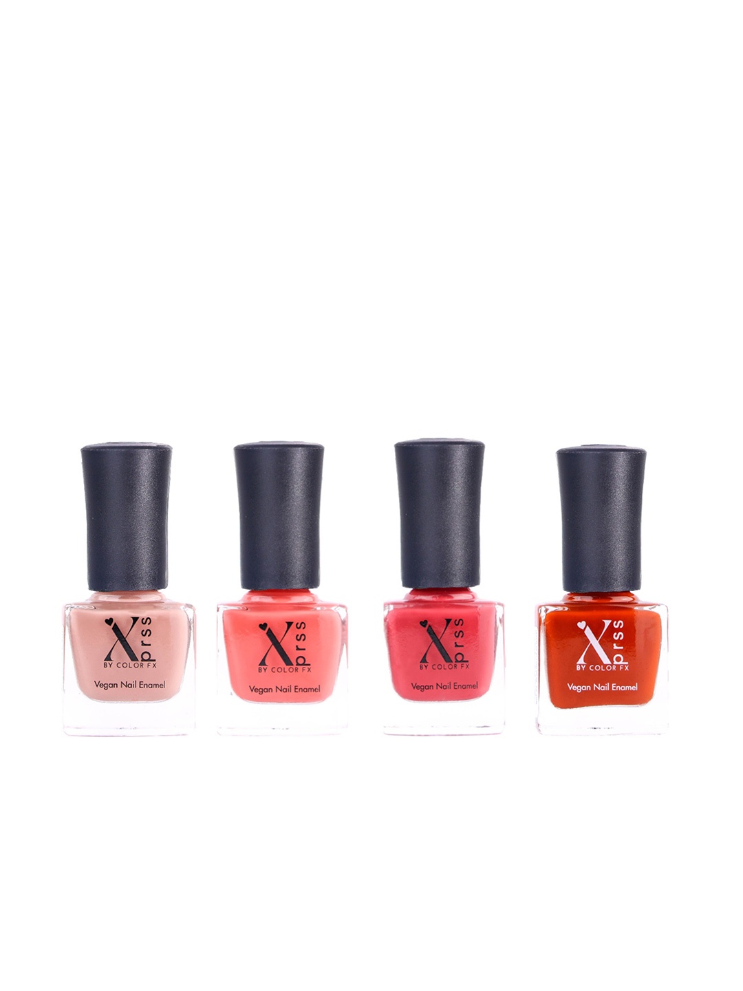 

Color Fx Set of 4 Xprss Vegan Long-Lasting Nail Enamels 5 ml Each-Salmon Pink 302 - Coral 303 - Strawberry Pink 304 - Rust 305, Multi