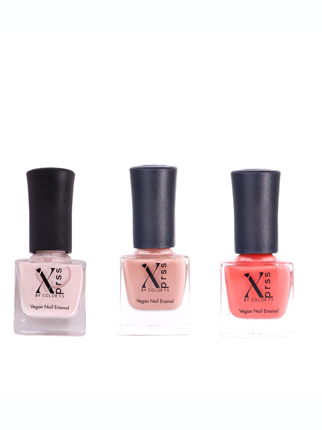 

Color Fx Set of 3 Xprss Vegan Long-Lasting Nail Enamels 5 ml Each-Pink Nude 301 - Salmon Pink 302 - Coral 303