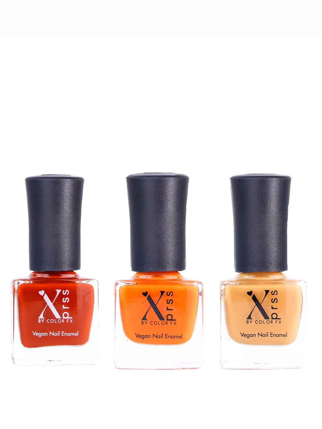 

Color Fx Xprss Set Of 3 Vegan Nail Enamels 5 ml Each, Orange