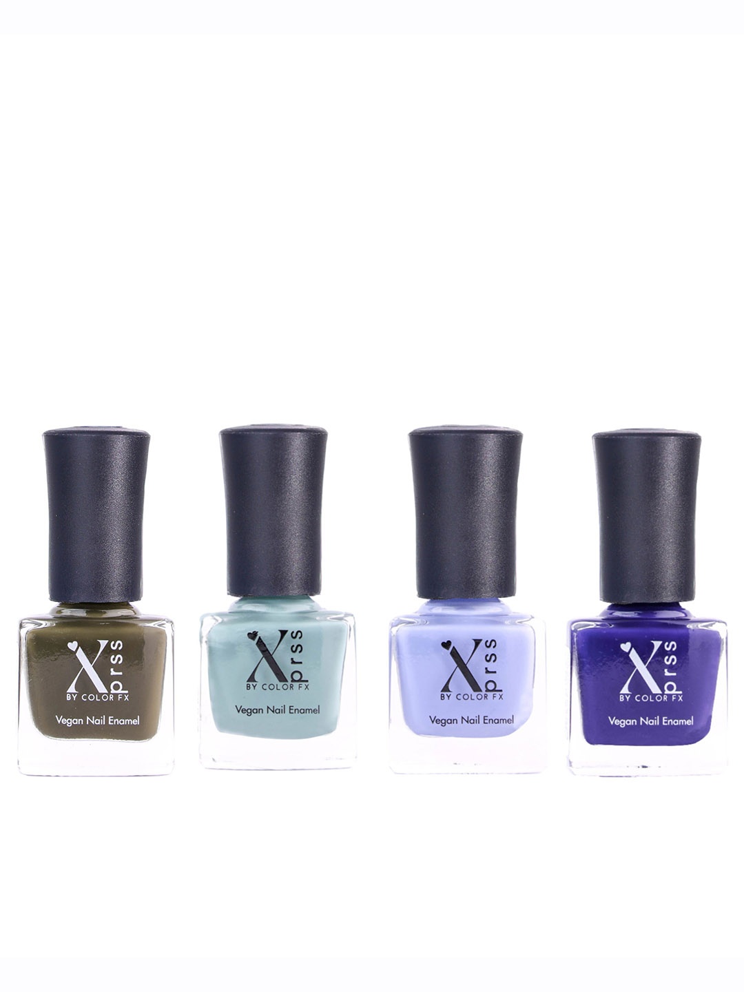 

Color Fx Xprss Set Of 4 Long Lasting Vegan Nail Enamels - 5 ml Each, Green