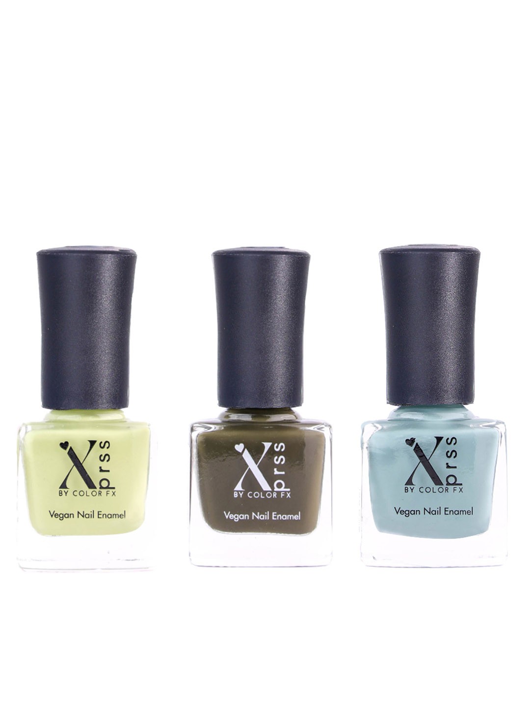 

Color Fx Set Of 3 Xprss Vegan Nail Enamels 10 ml Each - Shade 308, 309, 310, Green