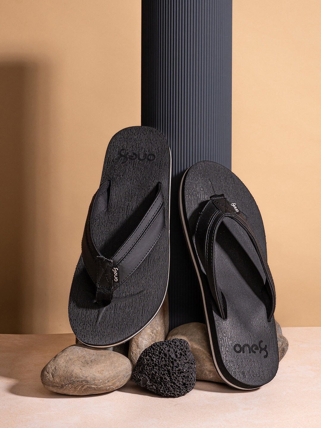 

One8 Men Anti-Skid Outsole Comfort Footbed Water Resistant Flip-Flops, Black