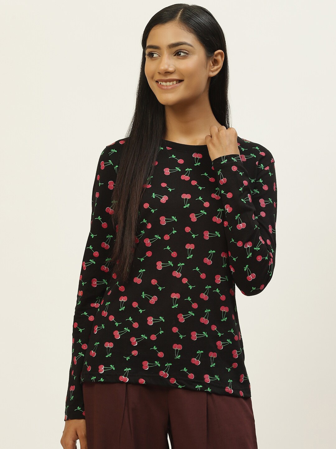 

Kryptic Women Printed Cotton Lounge T-Shirt, Black