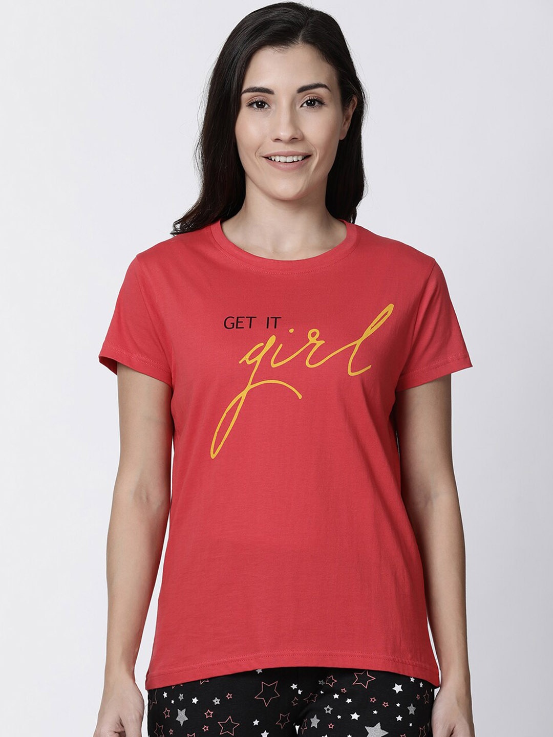 

Kryptic Printed Pure Cotton Lounge T-Shirt, Pink