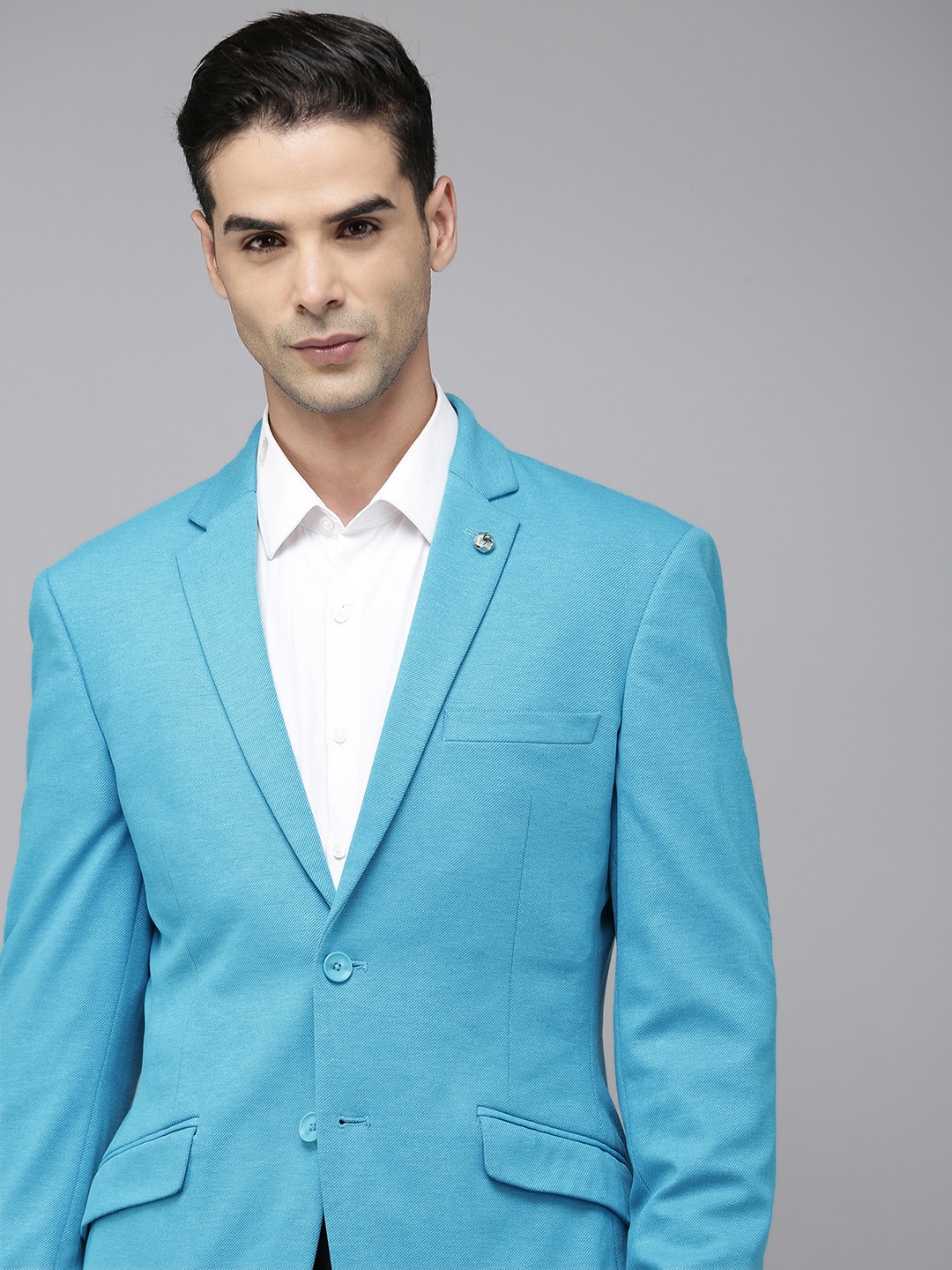 

Park Avenue Solid Regular Fit Single-Breasted Formal Blazer, Blue