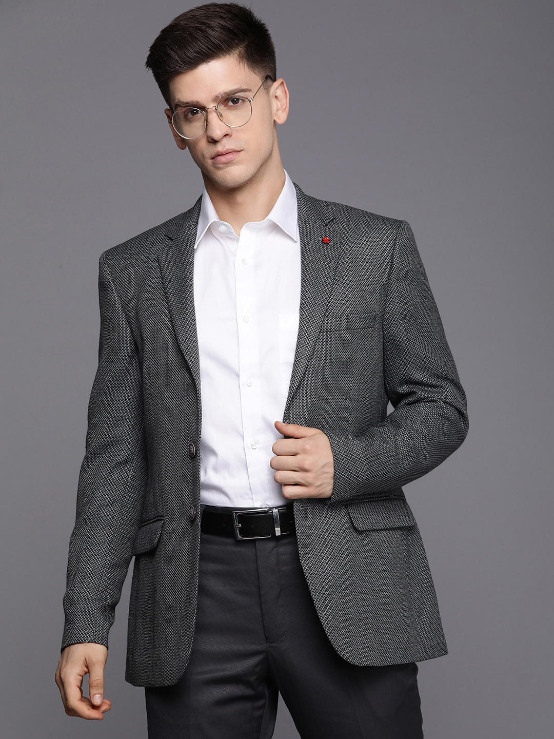 

Raymond Textured Contemporary Fit Single Breasted Formal Blazer, Grey