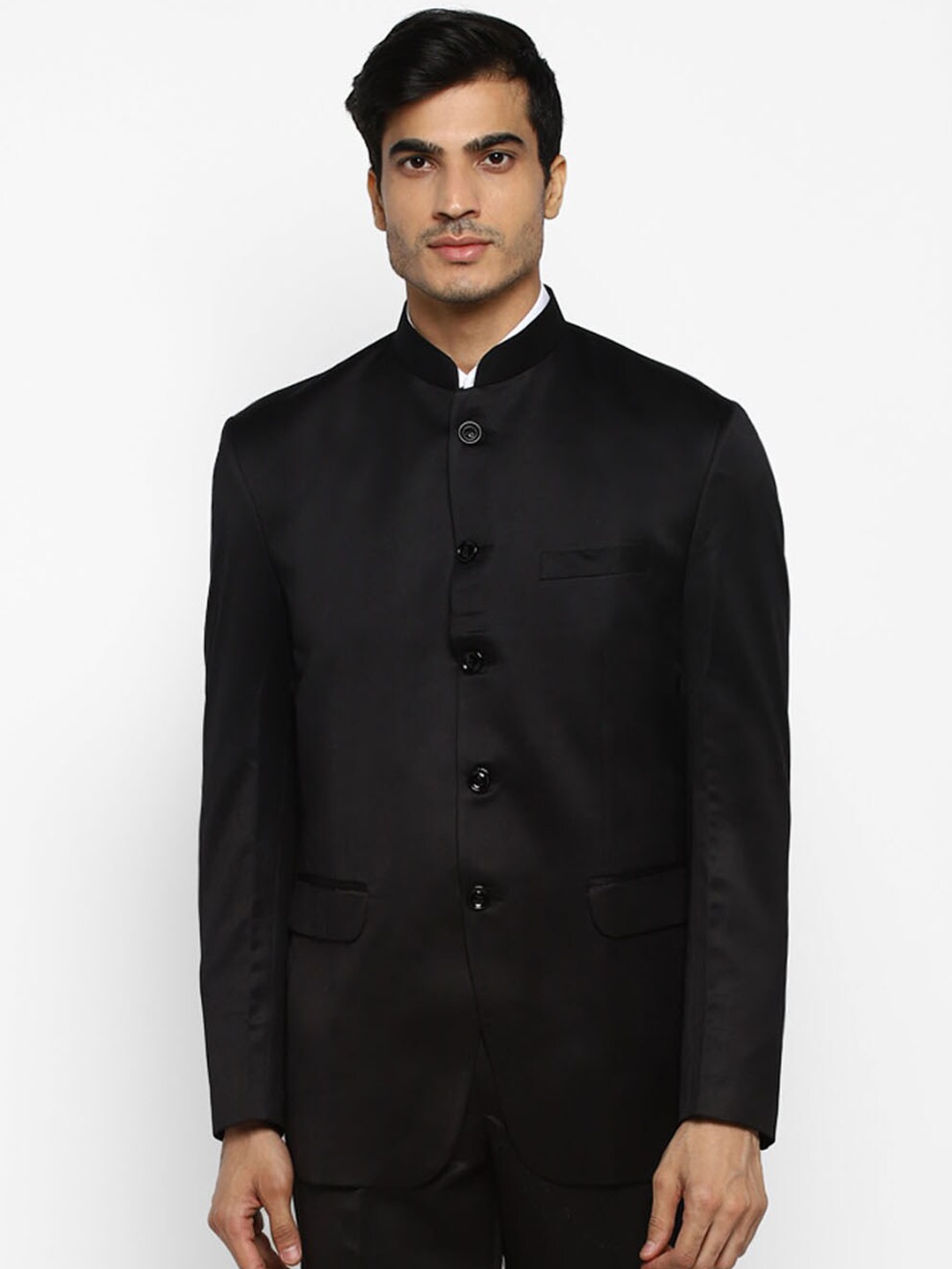 

ROYAL KURTA Men Bandhgala Slim-Fit Formal Blazer, Black