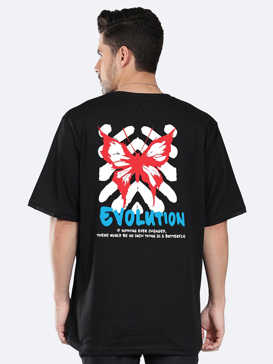 

Mad Over Print Typography Printed Cotton Oversized T-shirt, Black