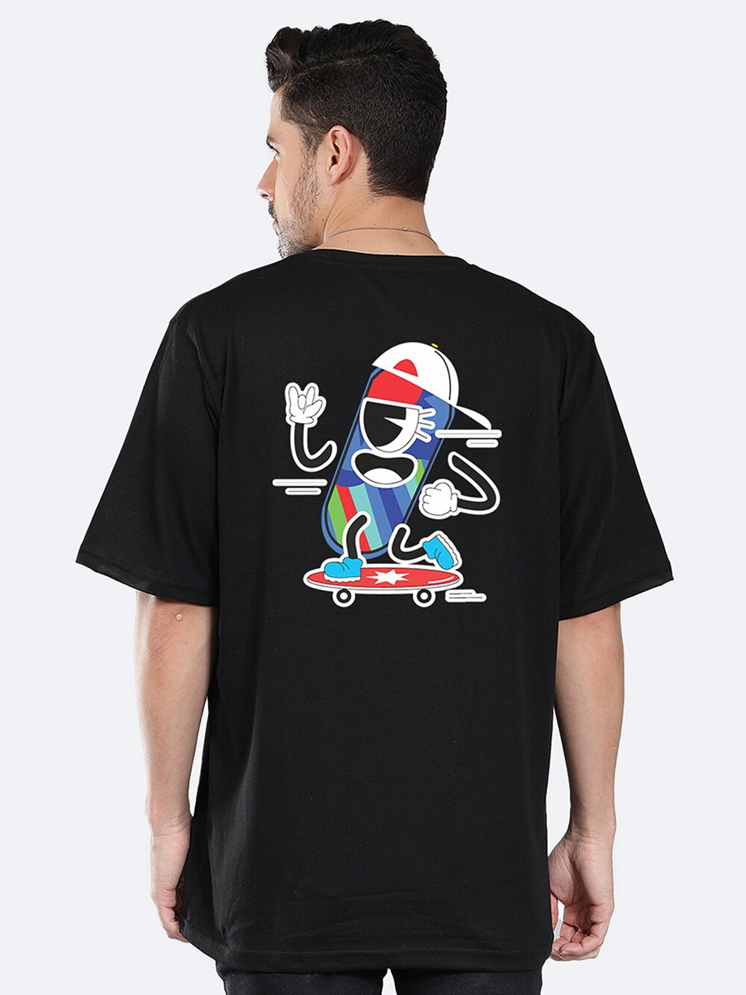 

Mad Over Print Graphic Printed Cotton Oversized T-shirt, Black