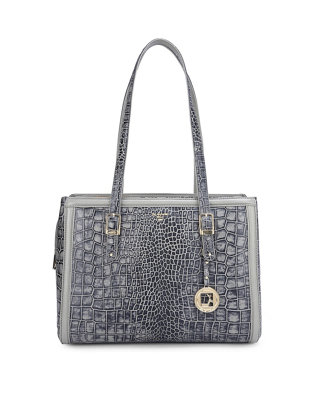 

Da Milano Textured Leather Structured Shoulder Bag, Grey