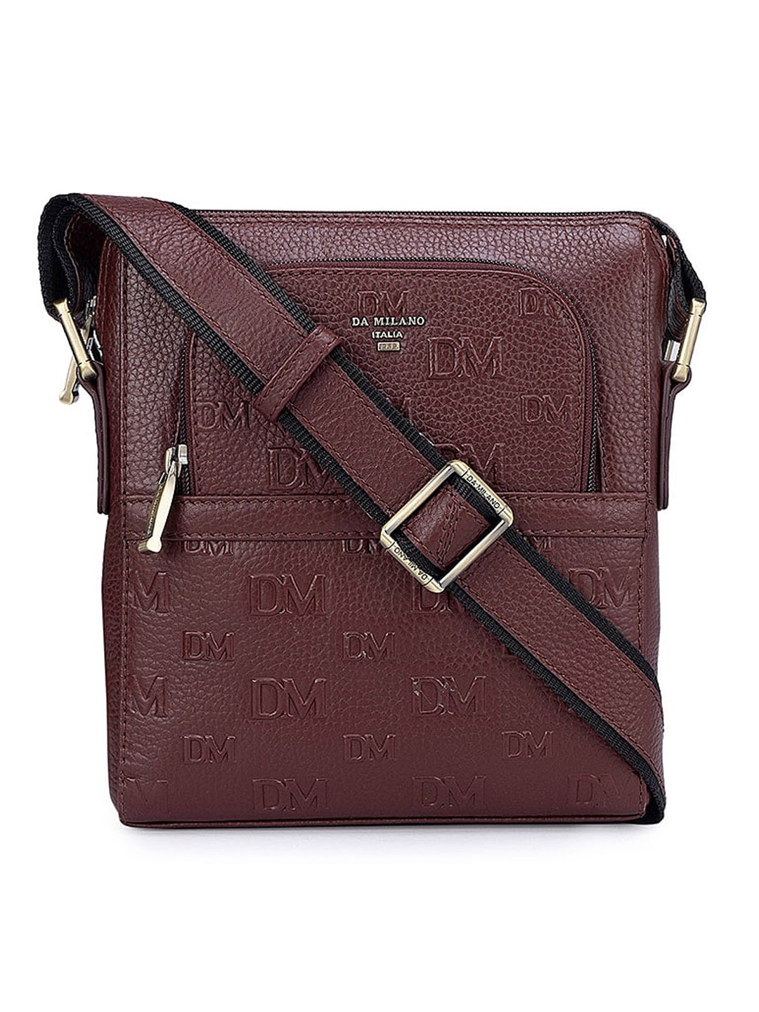 

Da Milano Textured Leather Structured Sling Bag, Maroon