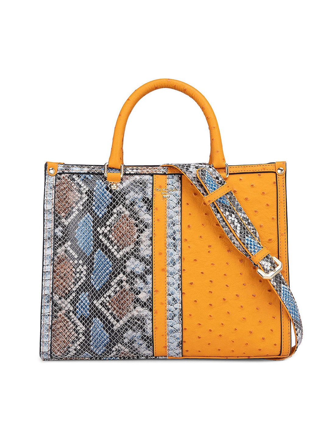 

Da Milano Animal Textured Leather Structured Handheld Bag, Orange