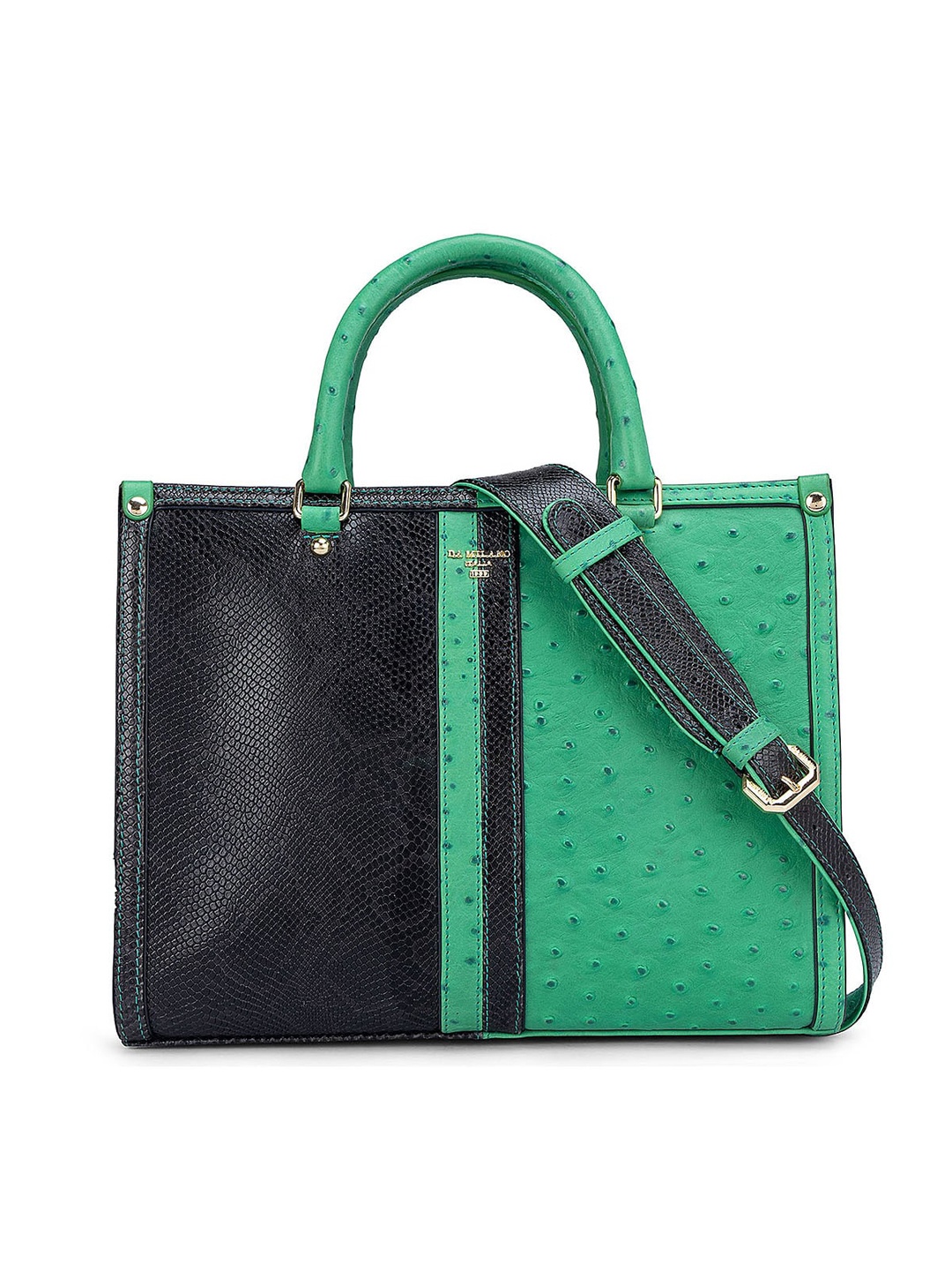 

Da Milano Colourblocked Leather Shopper Handheld Bag, Green