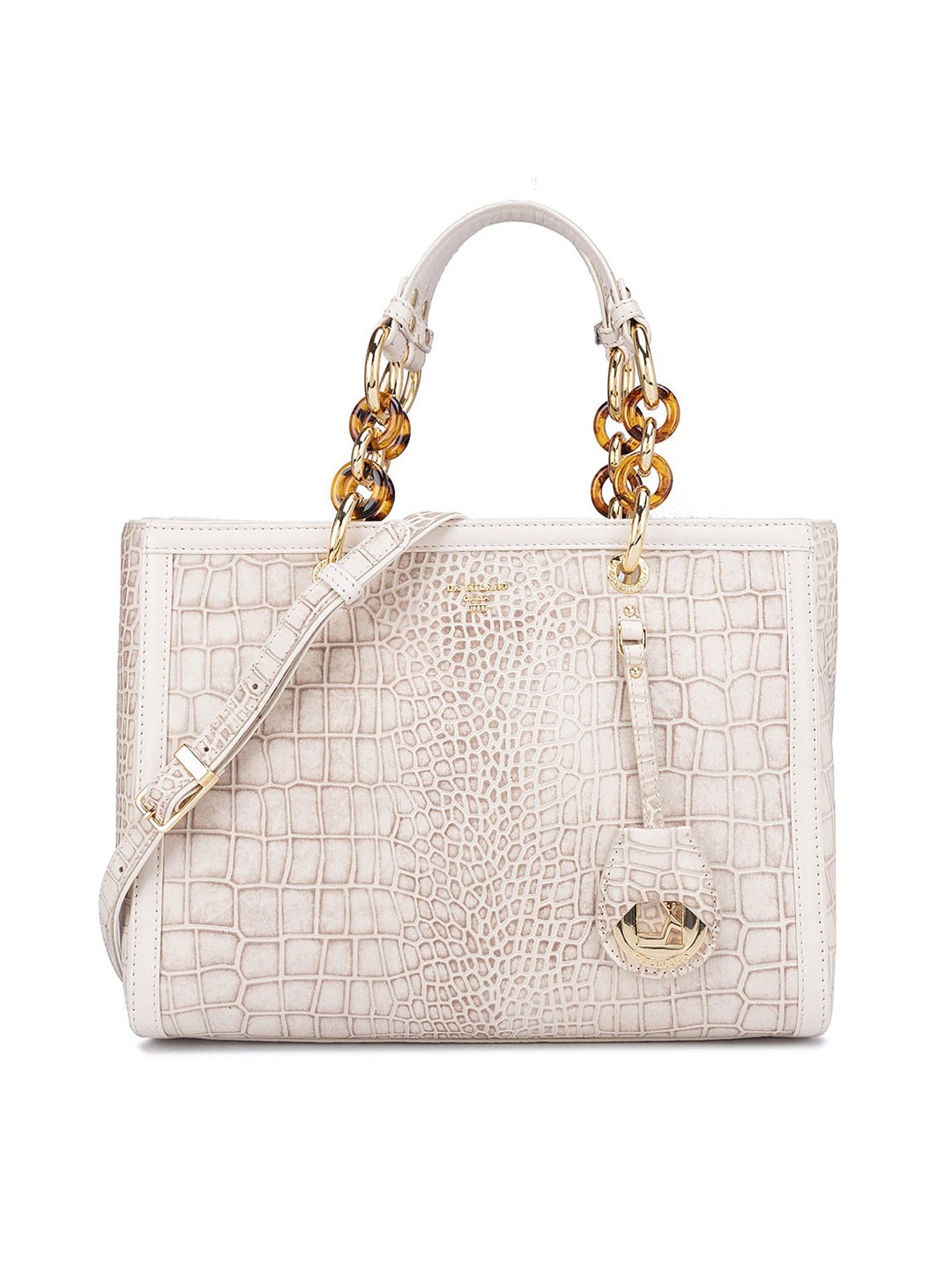 

Da Milano Animal Textured Leather Structured Handheld Bag, White