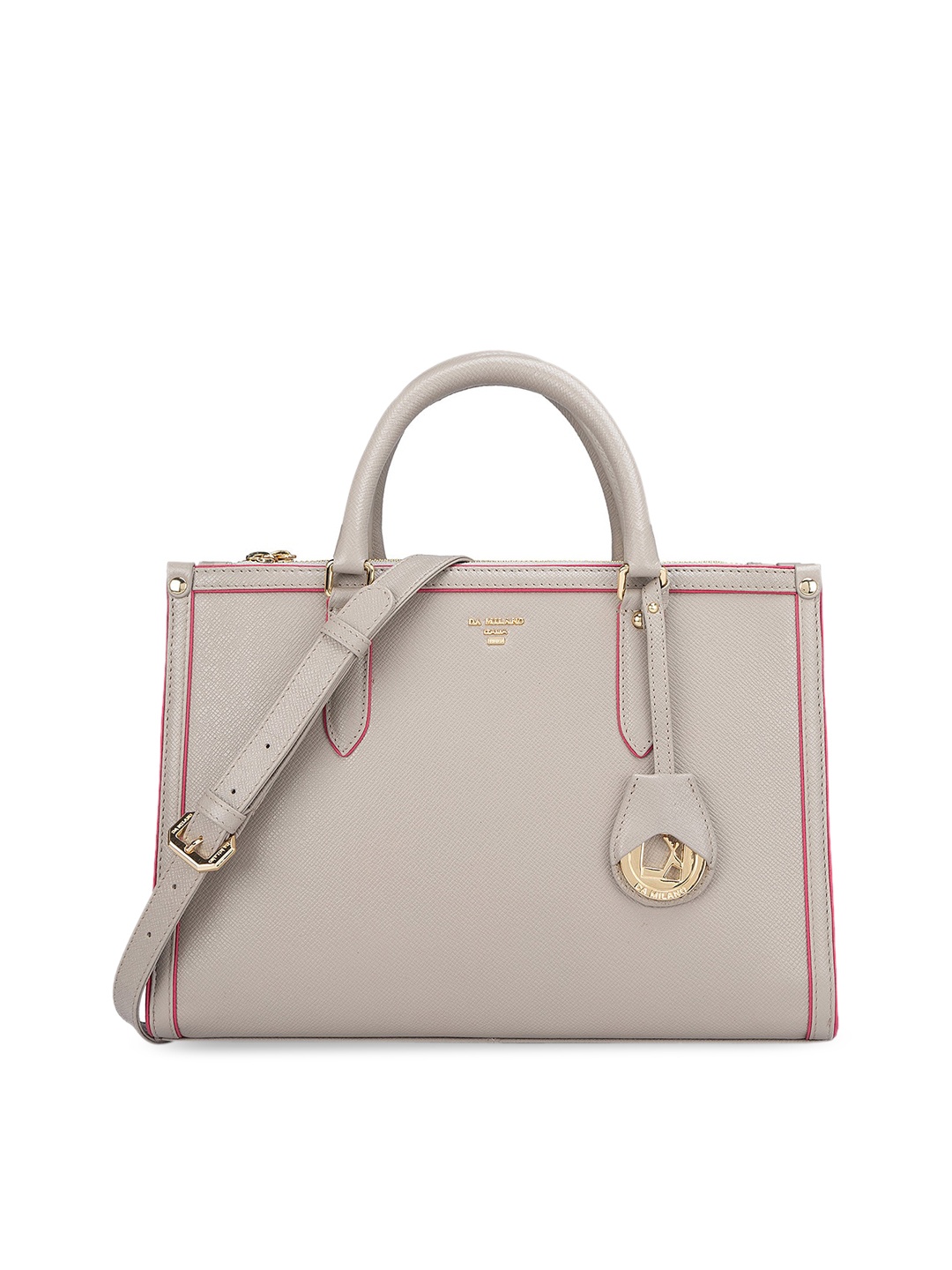 

Da Milano Leather Oversized Structured Handheld Bag, Grey