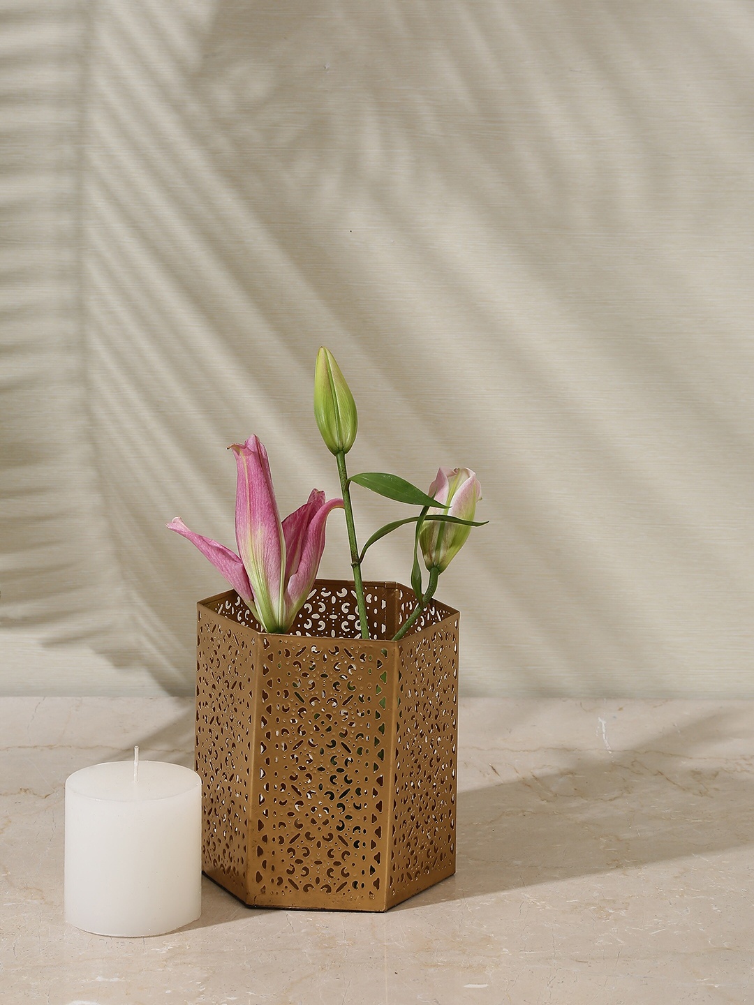 

Amoliconcepts Gold-Toned Antique Finish Lantern Candle Holder