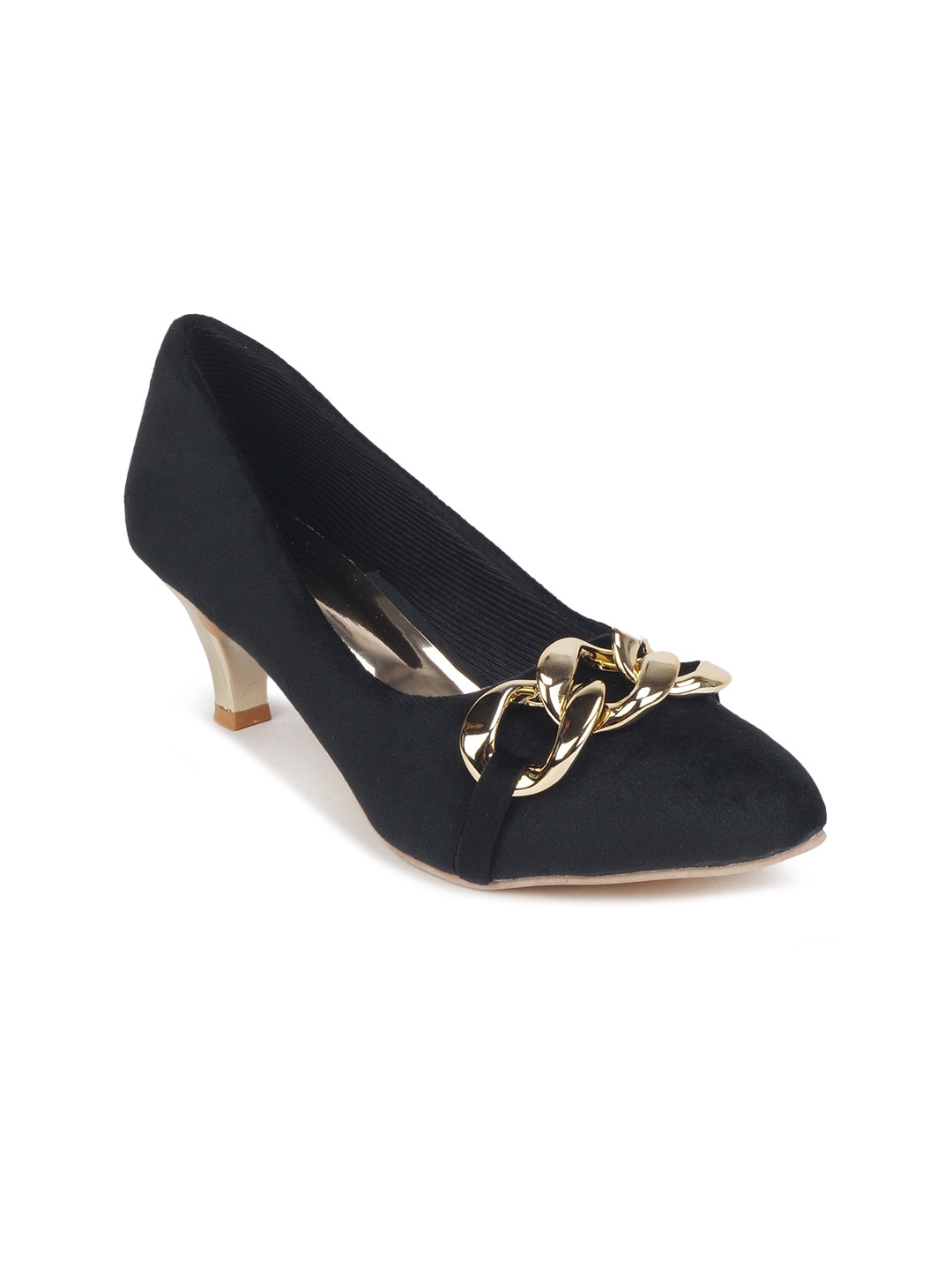 

The Desi Dulhan Embellished Ethnic Kitten Pumps, Black