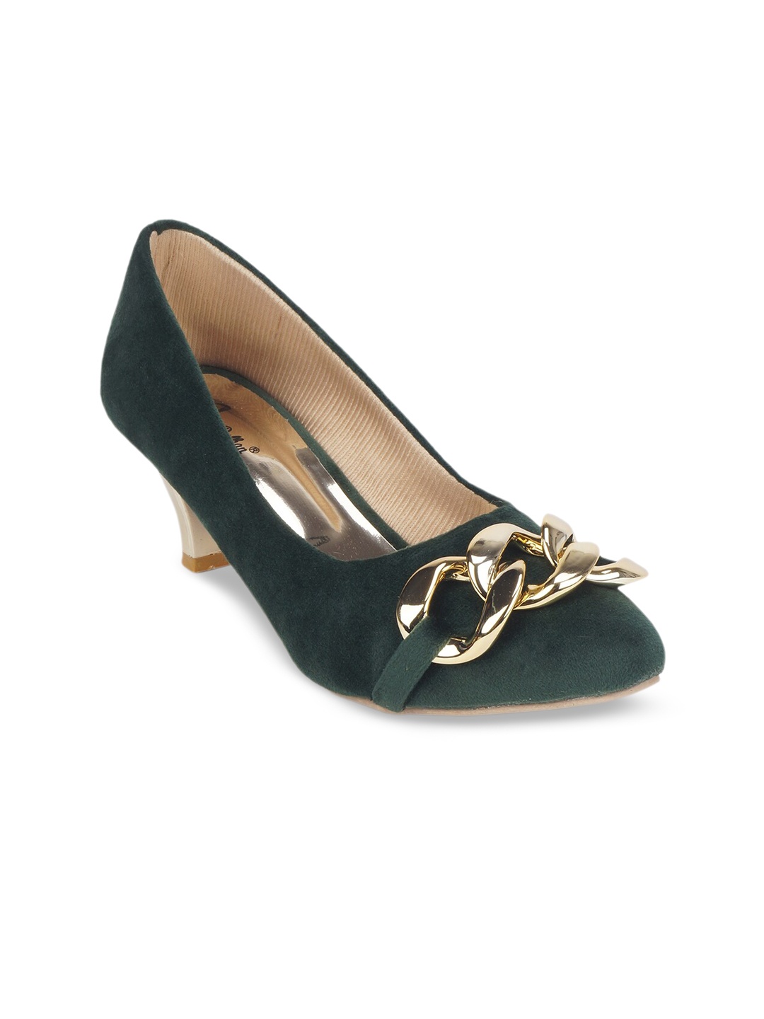 

The Desi Dulhan Pumps with Bows Kitten Heels, Green