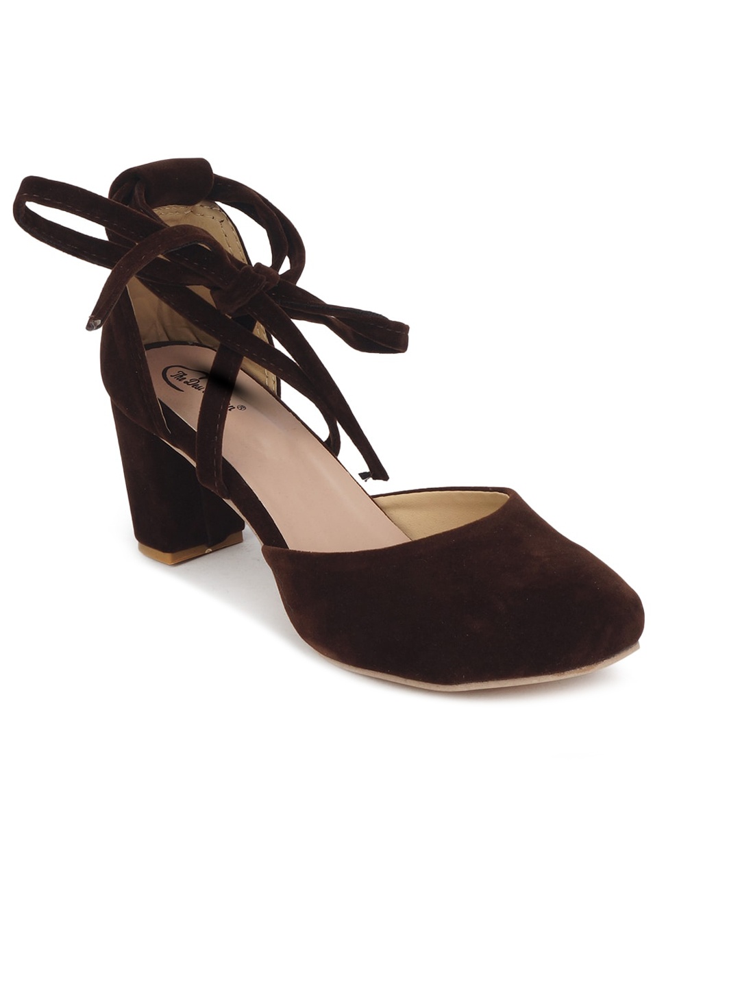 

The Desi Dulhan Lace Up Block Mules, Brown