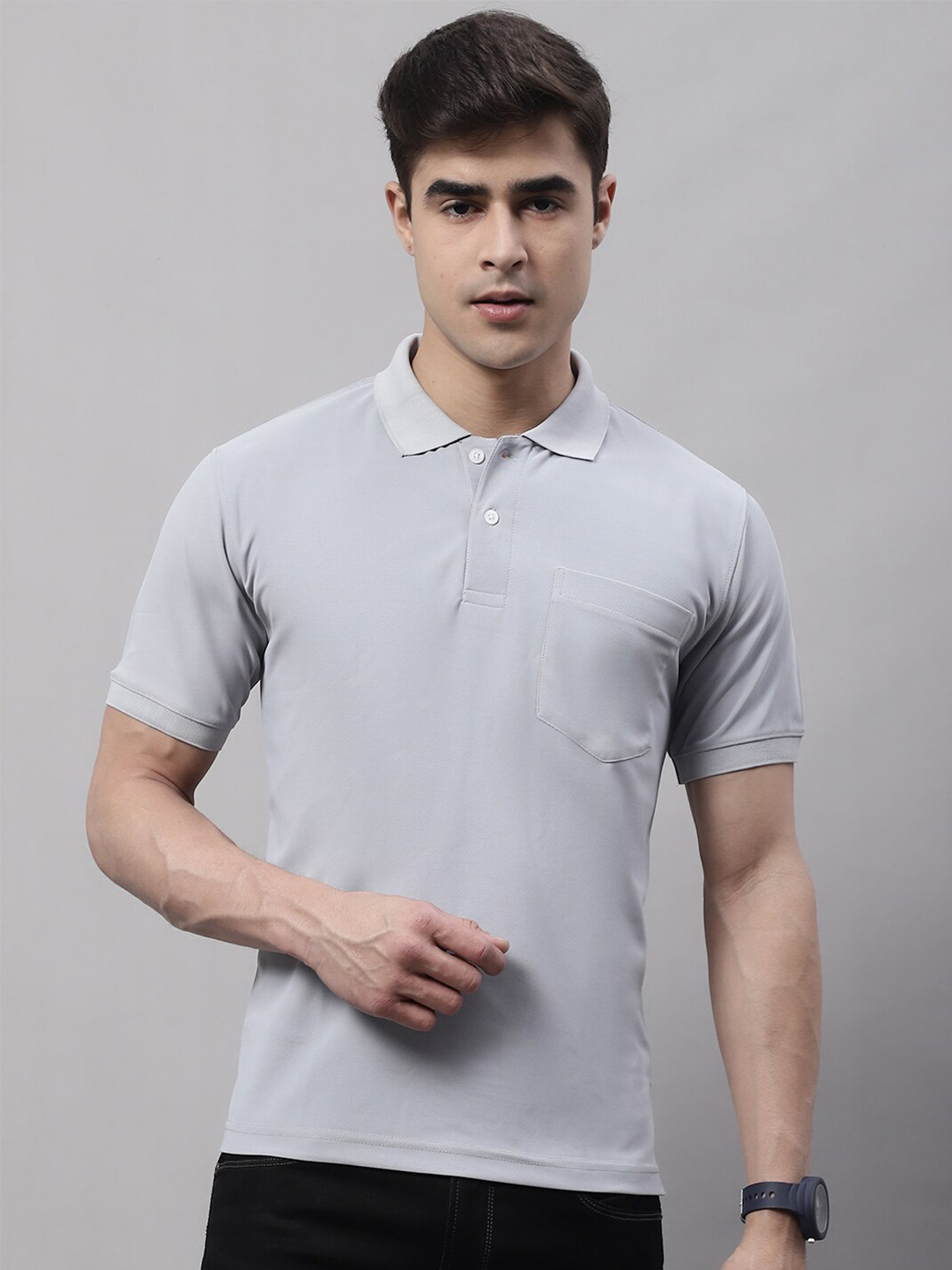 

Obaan Men Polo Collar Slim Fit T-shirt, Grey