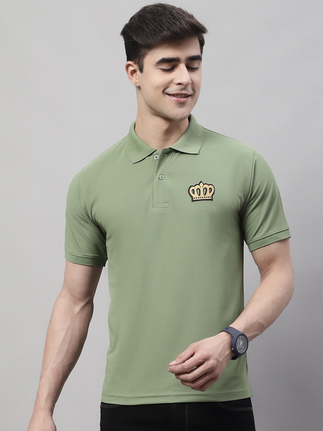 

Obaan Men Polo Collar Short Sleeve T-shirt, Green