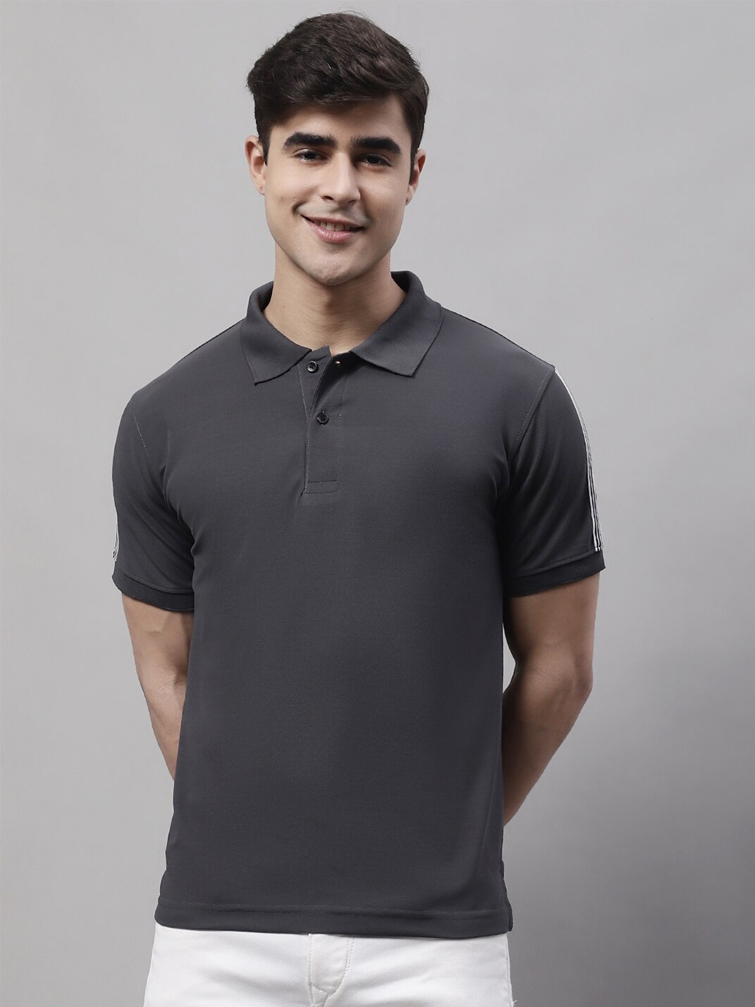 

Obaan Polo Collar Short Sleeves T-shirt, Charcoal