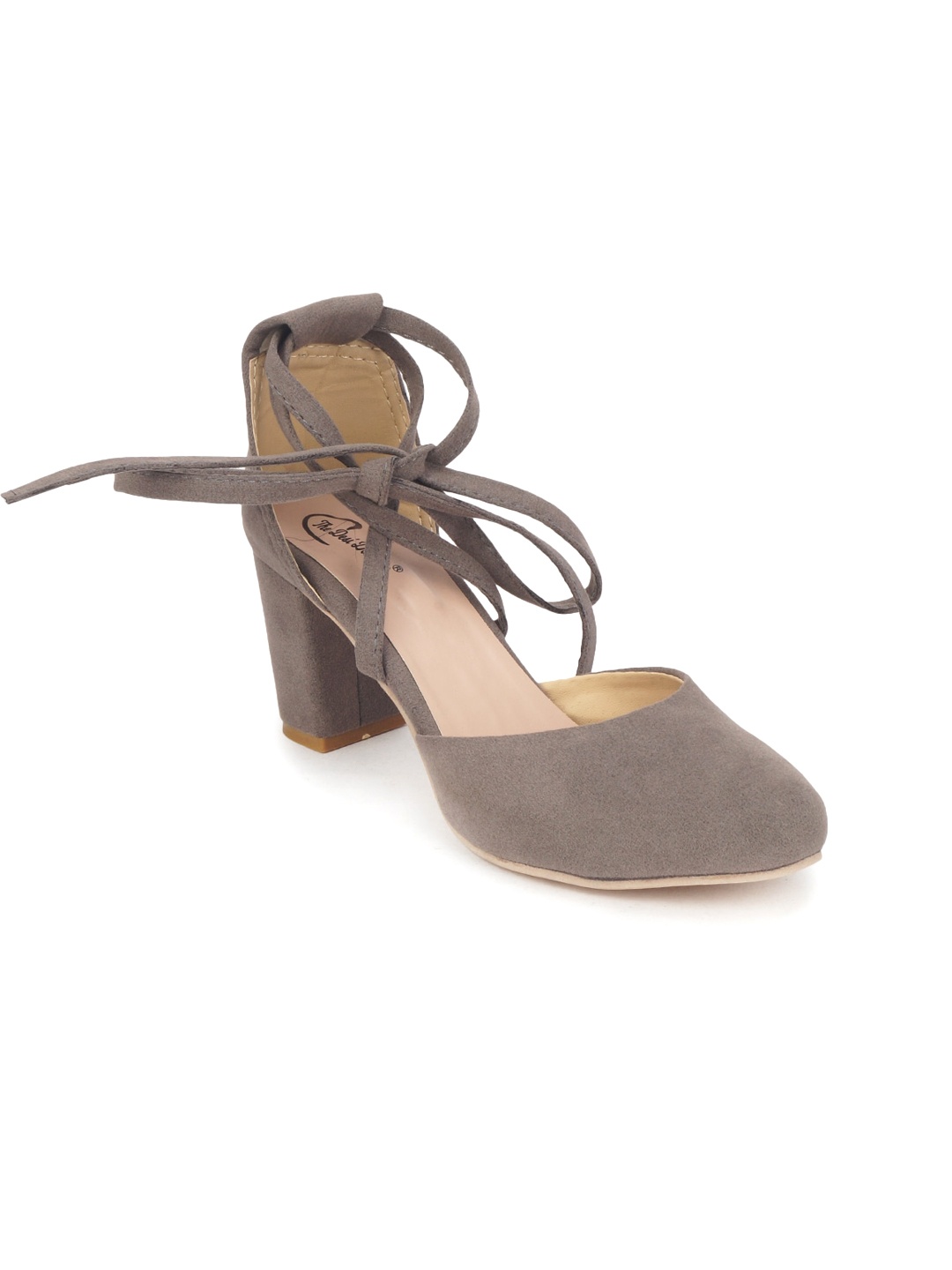 

The Desi Dulhan Lace-Up Block Pumps, Grey