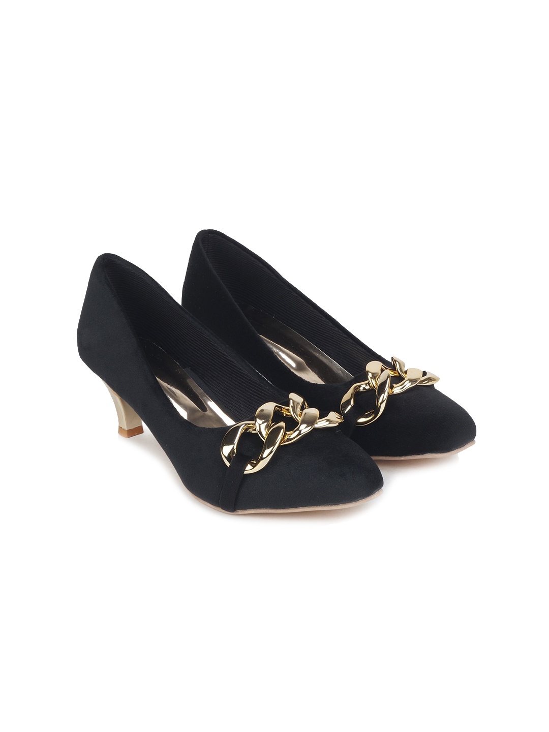 

The Desi Dulhan Embellished Party Kitten Pumps, Black