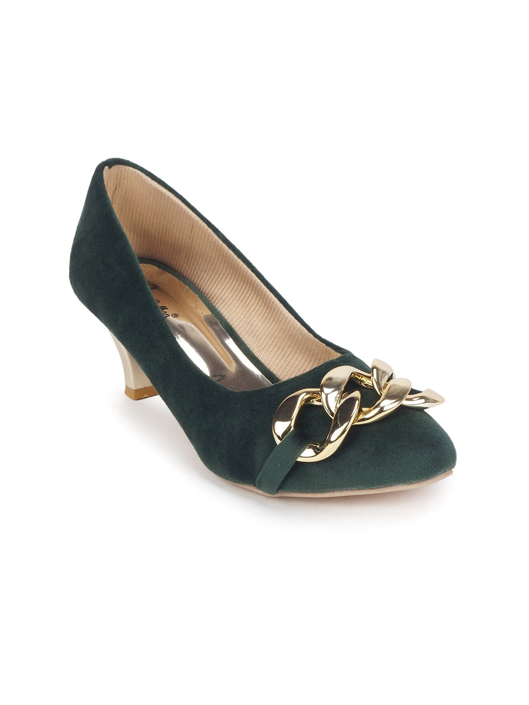 

The Desi Dulhan Embellished Party Kitten Pumps, Green