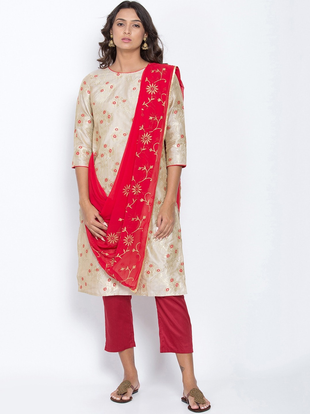 

Be Indi Women Grey Floral Printed Kurta