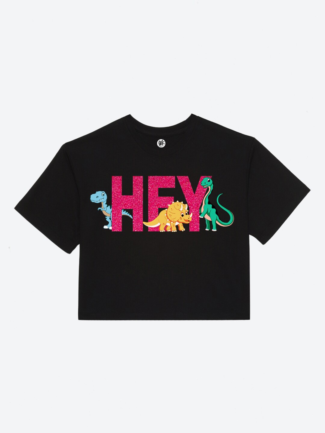 

YK Girls Typography Printed Pure Cotton T-shirt, Black