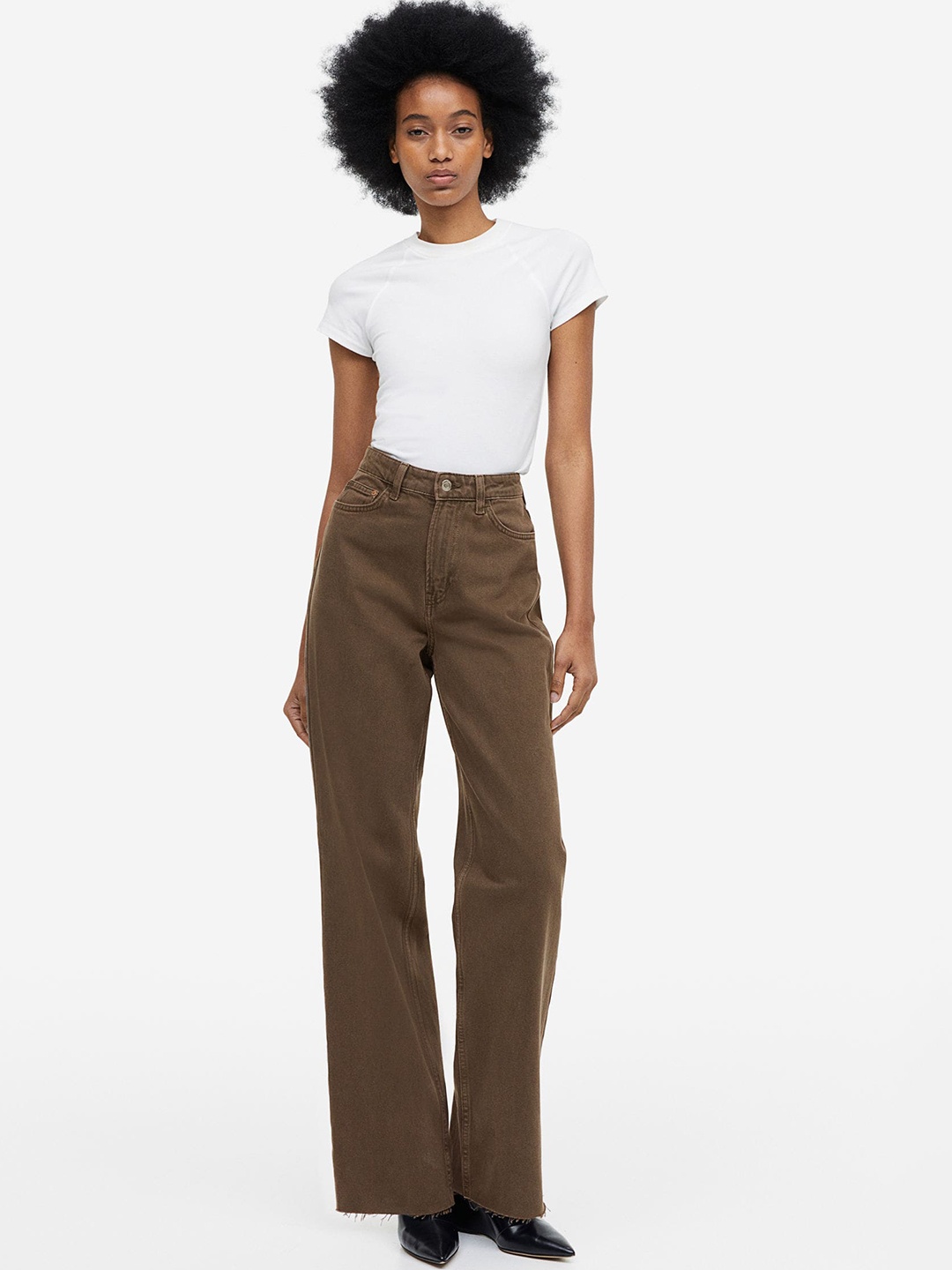 

H&M Wide Ultra High Jeans, Brown