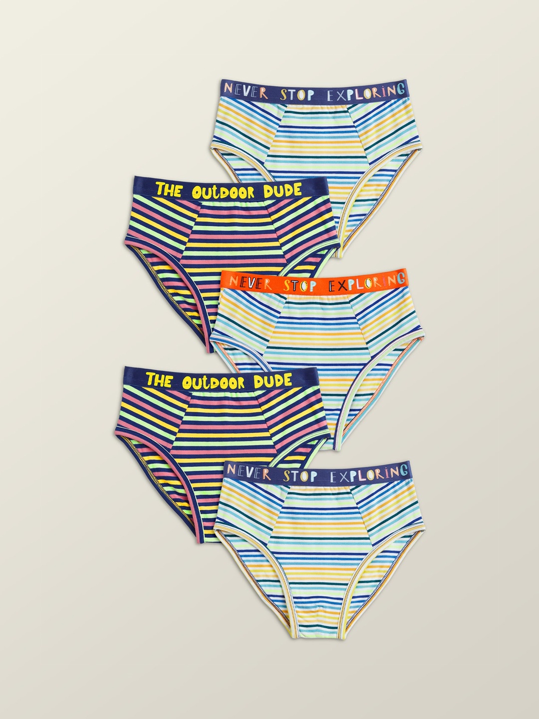 

XY Life Boys Pack of 5 Striped Anti Microbial Basic Briefs LBBRF5PCKN08, Blue