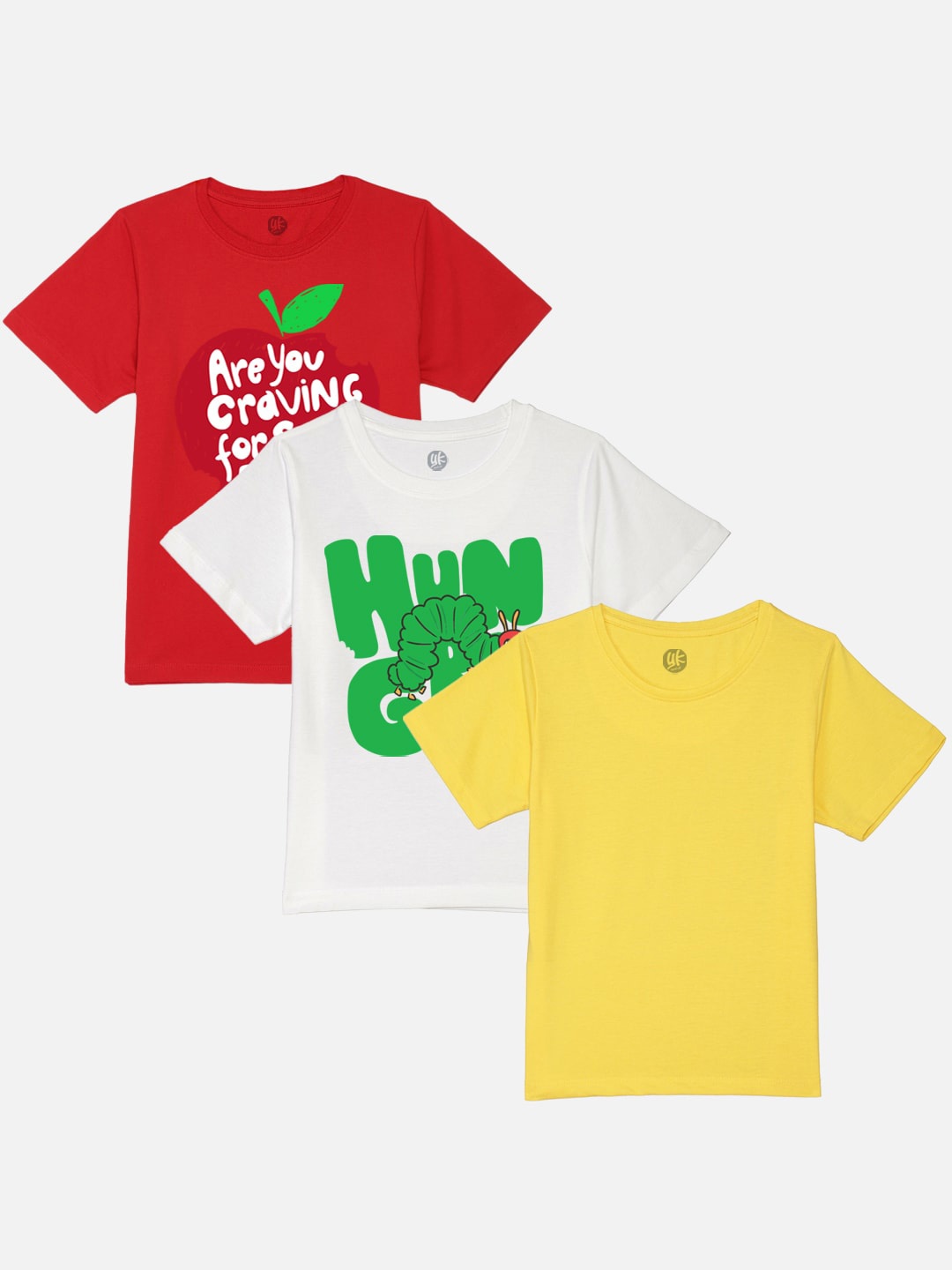 

YK Boys Pack Of 3 Typography Printed Pure Cotton T-shirt, Red