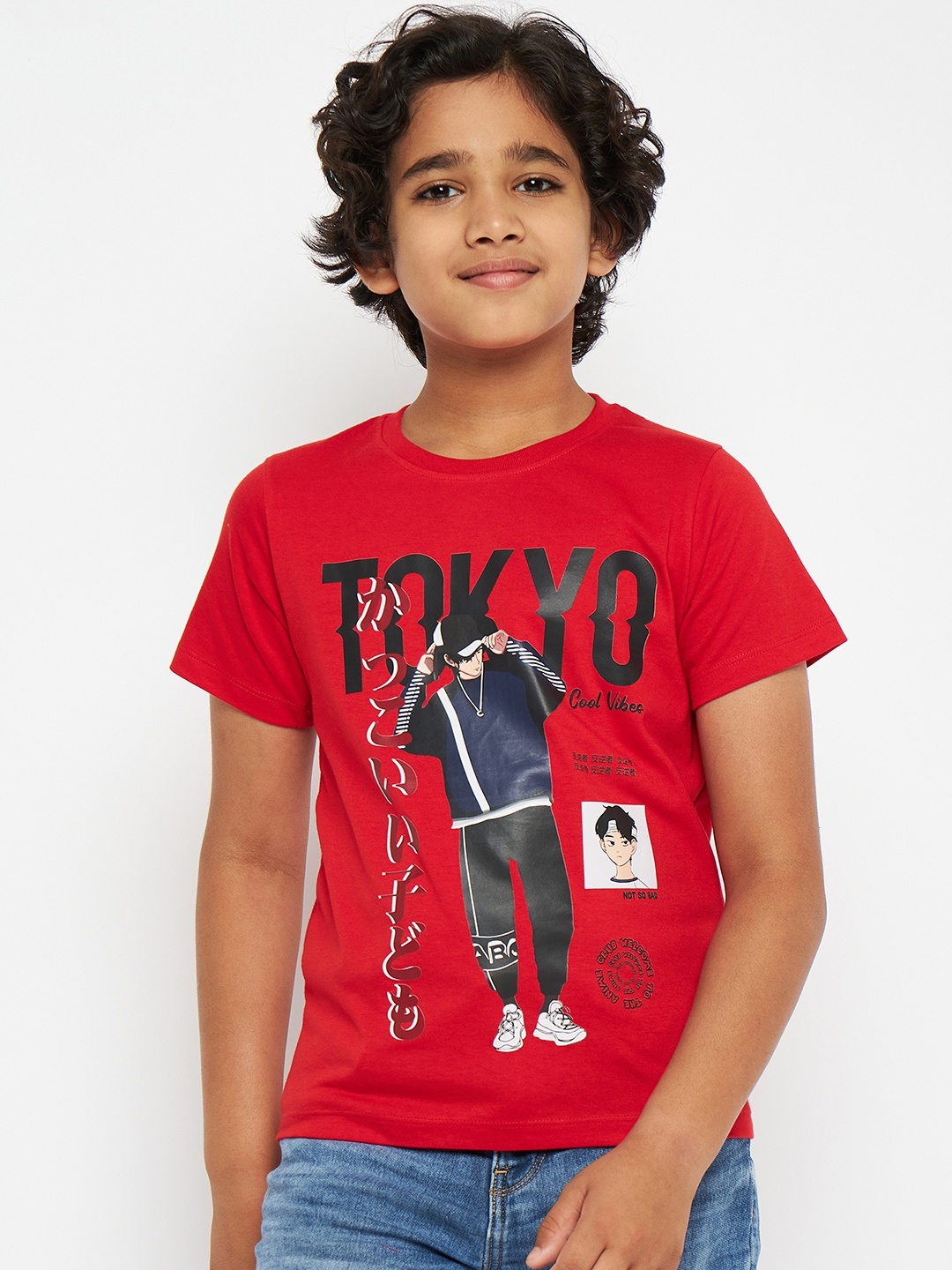 

YK Boys Typography Printed Pure Cotton T-shirt, Red